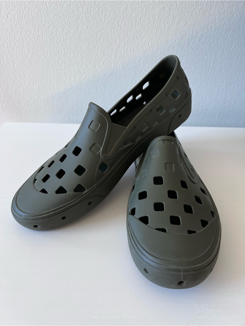 Vans Slip-On TRK Grape Leaf Army Green Ventilated Rubber Loafer Water Shoes